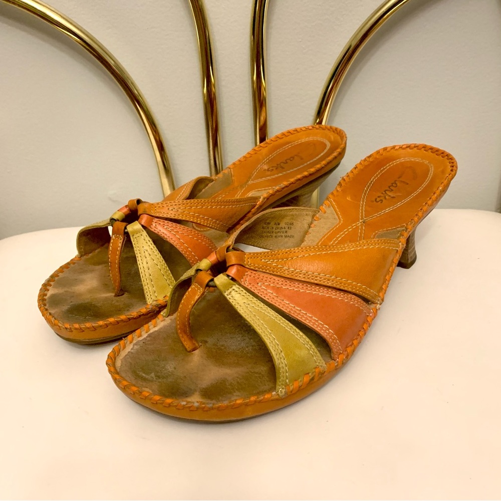 Orange and yellow Clark’s heels